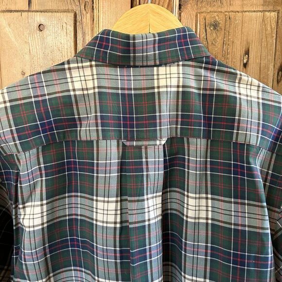 Men's Orvis Green Brown Long Sleeve Plaid Shirt Large Signature Twill - Picture 9 of 11